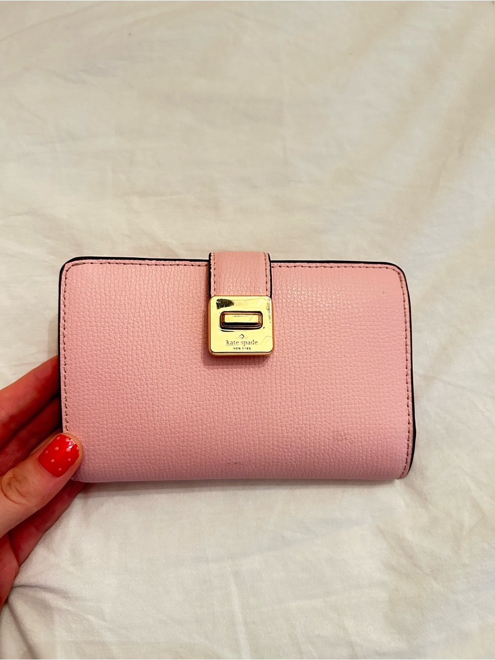 kate spade Pink Leather Wallet with Gold Hardware